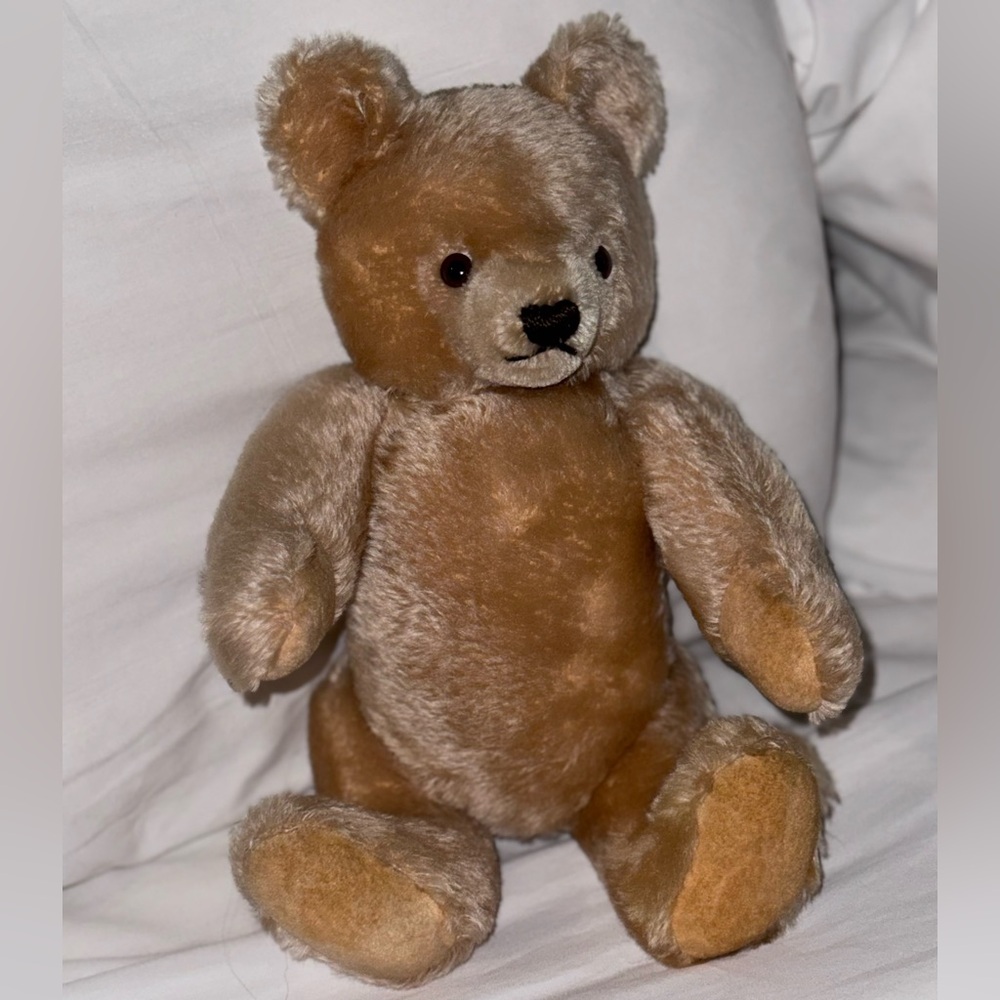 Vintage 12" Mohair Jointed Teddy Bear by Steiff 1950s/60s w/growler